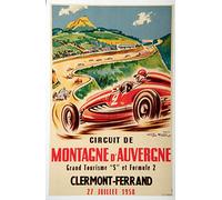 Clermont Ferrand Auvergne Automobile 1958 Affiche Poster Reproduction/Format Size 50X70 cm Papier 300 GR-Vente du fichier numérique HD Possible Nous Consulter (Boutique : affichevintage.FR)