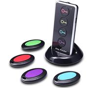 Clés Anti-Perte, Keyfinder sans Fil, 4 Récepteurs et 1 Émeteur avec LED Lampe de Poche et Support de Base pour retrouver Les clés, Chiens