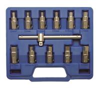 Clés de Bouchons de Vidange - BGS - Jeu de 12 pièces - Acier - Douilles 6 pans et carrées - Poignée coulissante