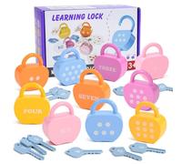 Clés de Jouet, 1 Jeu de serrures et clés, Jouets Cause à Effet, Jeu pour bébé Montessori avec 10 serrures en Forme Pomme, 10 et 20 Cartes pour Les Tout-Petits 3 Ans Plus, Jouet