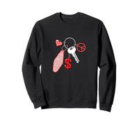 Clés de réussite de Couleur Rouge Amour Paix Argent Graphique Rouge Sweatshirt