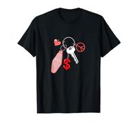 Clés de réussite de Couleur Rouge Amour Paix Argent Graphique Rouge T-Shirt