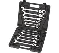 Clés mixtes articulées à cliquet de 8 à 19mm 72 dents - mallette de 12 pcs STILKER - 12715