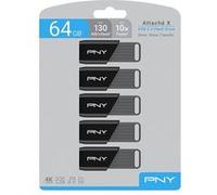 PNY Clé USB Attaché X 64 Go USB 3.2 Gen 1 – Lecture jusqu'à 130 Mo/s – Pack de 5