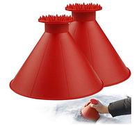 CLESDF Lot de 2 grattoirs à Glace Magiques avec Entonnoir pour Pare-Brise de Voiture (Rouge)