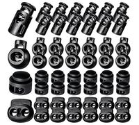 CLESDF Lot de 52 bloque-cordons en plastique à double trou pour cordons de serrage, lacets, sacs, plus encore, 4 styles