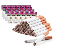 CLESEN Lot de 48 fausses cigarettes feuilletées, 8,2 cm, fumée, fausses cigarettes avec un aspect réaliste, durables/réalistes - Idéales pour les fêtes à thème/spectacles théâtraux