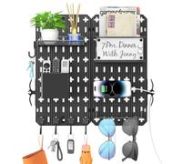 CLESOO Support mural pour clés et courrier - Organiseur de clés à faire soi-même avec organiseur de lettres, support de téléphone, support de lunettes, boîte de rangement amovible, étagère de