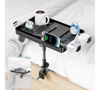 CLESOO Table de Chevet, Étagère de Chevet de Lit à Hauteur Réglable, Étagère pour Lit Superposé avec Porte-gobelet, Fente pour Tablette, Trous pour Cordon, Support de Multiprise d'extension pour Lit