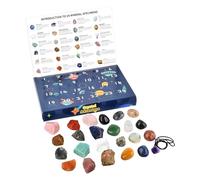 Clessal Calendrier de compte à rebours de Noël 24 jours avec pierres précieuses minérales naturelles, saisonnier, pour adultes, adolescents, amateurs de géologie, hommes, femmes