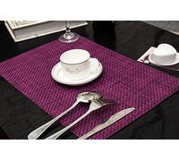 Clest F&H Set de Table Plastifié 5-5 Violet PVC Placemats Dining Table Sets Résistant à la Chaleur (Set of 2 pcs)