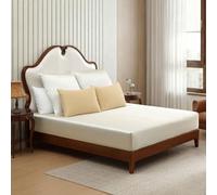 ClevaHome Drap-Housse en Satin 90 x 200 cm, Beige, 2 pièces | Satin polyester lisse et doux, bonnet jusqu’à 28 cm, 1 taies 40 x 80 cm, contour élastiqué, certifié OEKO-TEX Standard 100
