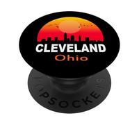 Cleveland Ohio State USA Vintage Retro Sunset City Skyline PopSockets PopGrip Adhésif