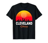 Cleveland Ohio State USA Vintage Retro Sunset City Skyline T-Shirt
