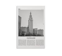 Cleveland Poster sur toile de rue noire et blanche pour décoration de salon, chambre à coucher, impression murale, peinture moderne, pour chambre de garçon, fille, vacances, 24 x