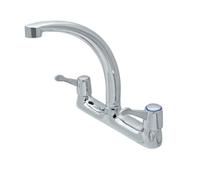 Clever Araya Mercia QT Deck Mitigeur de cuisine chromé - Robinet d'évier monobloc à double levier, corps en laiton durable