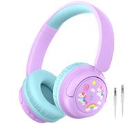 Clever BTH22 Casque Bluetooth pour enfants, 60 heures d'autonomie, volume sûr 74/85 dBA, Bluetooth 5.4, USB C, casque supra-auriculaire pour enfants sans fil avec micro cordon auxiliaire pour iPad