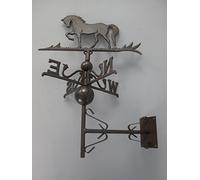 clever-deko Girouette à motif de cheval marron - Montage mural - En fer forgé - Indicateur de direction du vent - Étable