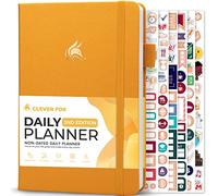 Clever Fox Agenda journalier 2e édition - Bloc d'heures non daté - Organiseur de tâches avec emploi du temps et liste de choses à faire - A5, 6 mois (jaune ambré)