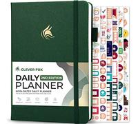 Clever Fox Agenda journalier 2ème édition - organisateur de tâches à blocs de temps non daté avec emploi du temps & liste de choses à faire - A5, 6 mois (Vert forêt)