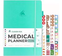 Clever Fox Agenda médical quotidien - Carnet médical, journal de santé, journal de bien-être et carnet de bord pour suivre la santé - Journal médical d'auto-soins - 3 mois, non daté, 18 x 26 cm, couverture rigide (turquoise clair)