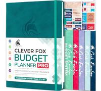 Clever Fox Budget Planner Pro - Organiseur financier + enveloppes de trésorerie, journal mensuel, suivi des dépenses et carnet de comptes personnel, non daté, 18 x 25,5 cm, bleu sarcelle foncé