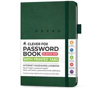 Clever Fox Carnet de mots de passe moyen - Organiseur d'adresses Internet et de mot de passe - Carnet de connexion pour ordinateur et site Web (vert foncé)