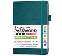 Clever Fox Carnet de mots de passe moyen - Organiseur d'adresses Internet et de mot de passe - Ordinateur et site Web - Carnet de connexion pour ordinateur et site Web (bleu sarcelle foncé)