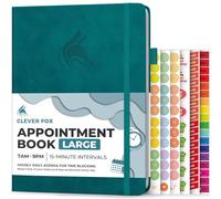 Clever Fox Carnet de rendez-vous - Planificateur horaire avec incréments de 15 minutes - Planificateur horaire pour le travail quotidien et les tâches - Pages hebdomadaires et mensuelles, non daté,