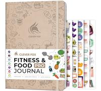Clever Fox Fitness & Food Journal Pro - Planificateur quotidien d'entraînement et de repas pour homme et femme, carnet d'exercice et de perte de poids, 18,5 x 26,4 cm (coquillage)