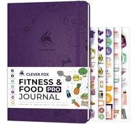 Clever Fox Fitness & Food Journal Pro - Planificateur quotidien d'entraînement et de repas pour homme et femme, carnet d'exercice et de perte de poids, 18,5 x 26,4 cm (violet)