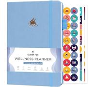 Clever Fox Journal de bien être - Journal hebdomadaire et quotidien de santé et du bien-être - journal alimentaire et planificateur de repas pour le comptage des calories - A5 - Bleu Clair
