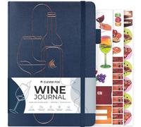 Clever Fox Journal de vin pour dégustation de vin - Journal de vin guidé et carnet de bord avec instructions de dégustation, roue d'arômes, appariement des aliments et guide en verre - 132 entrées