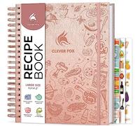 Clever Fox Livre de recettes à spirale - Créez votre propre livre de cuisine familial - Carnet de recettes vierge - Journal de cuisine vide pour écrire des recettes - Grande taille, 23,6 x 28,4 cm,
