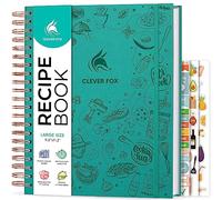 Clever Fox Livre de recettes à spirale - Livre de cuisine familial vierge - Journal de cuisine vide - Organiseur de carnet pour écrire des recettes - Grand format (turquoise)