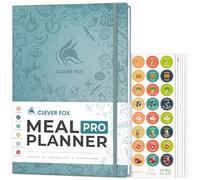 Clever Fox Meal Planner Pro Journal hebdomadaire de préparation des repas et de nutrition avec liste d'épicerie et suivi de perte de poids - Carnet de régime et de fitness (aigue-marine)