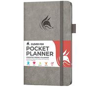 Clever Fox Mini planificateur de poche hebdomadaire, planificateur d'objectifs mensuels non datés et calendrier, parfait pour sac à main, 10 x 17,5 cm (gris)