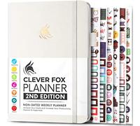 Clever Fox Planificateur 2e édition - Planificateur d'objectifs hebdomadaires et mensuels colorés, organiseur de gestion du temps et de productivité, non daté, A5 (blanc)