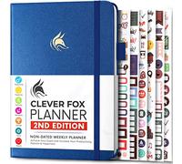 Clever Fox Planificateur 2e édition - Planificateur d'objectifs hebdomadaires et mensuels colorés, organiseur de gestion du temps et de productivité, non daté, A5 (bleu mystique)