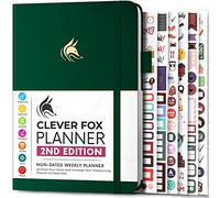 Clever Fox Planificateur 2e édition - Planificateur d'objectifs hebdomadaires et mensuels colorés, organiseur de gestion du temps et de productivité, non daté, A5 (vert forêt)