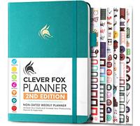 Clever Fox Planificateur 2e édition - Planificateur d'objectifs hebdomadaires et mensuels colorés, organiseur de gestion du temps et de productivité, non daté, A5 (turquoise)