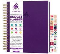 Clever Fox Planificateur de budget - Carnet de budget à spirale avec pages spacieuses colorées, planificateur financier, organiseur de budget et carnet de suivi des dépenses, journal financier, couverture rigide, 19,1 x 23,6 cm, violet