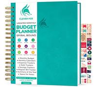 Clever Fox Planificateur de budget - Carnet de budget à spirale avec pages spacieuses colorées, planificateur financier, organiseur de budget et carnet de suivi des dépenses, journal financier, couverture rigide, 19,1 x 23,6 cm, turquoise