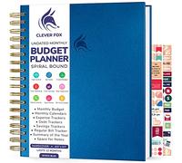 Clever Fox Planificateur de budget - Livre de budget à spirale avec pages spacieuses colorées, planificateur financier, organiseur de budget et carnet de suivi des dépenses, journal financier, couverture rigide, 19,1 x 23,6 cm, bleu mystique