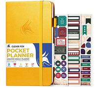 Clever Fox Planificateur de poche hebdomadaire, planificateur d'objectifs mensuels non datés et calendrier, parfait pour sac à main, 10 x 17,5 cm (jaune ambré)