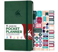 Clever Fox Planificateur de poche hebdomadaire, planificateur mensuel non daté et calendrier, parfait pour sac à main, 9,4 x 17 cm (vert forêt)
