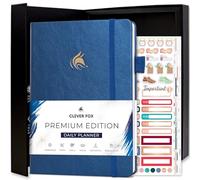 Clever Fox Planner Daily Premium - Planificateur quotidien non daté avec horaire, organiseur personnel, journal de productivité, 6 mois (bleu mystique)
