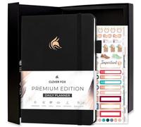 Clever Fox Planner Daily Premium - Planificateur quotidien non daté avec horaire, organiseur personnel, journal de productivité, 6 mois (noir)