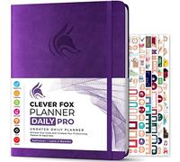 Clever Fox Planner Daily PRO - Planificateur quotidien et journal de gratitude pour être productif, gérer le temps et atteindre vos objectifs, non daté, format A4-21,5 x 28 cm, dure 3 mois (violet)