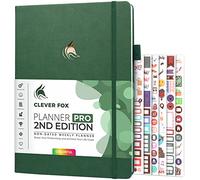 Clever Fox Planner Pro 2e édition - Agenda hebdomadaire non daté pour tâches et gestion du temps - Organiseur de vie avec liste de choses à faire, 21,5 x 28 cm (vert forêt)